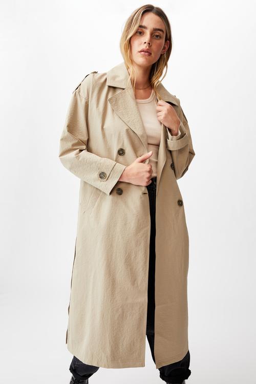 The oversized trench - washed taupe