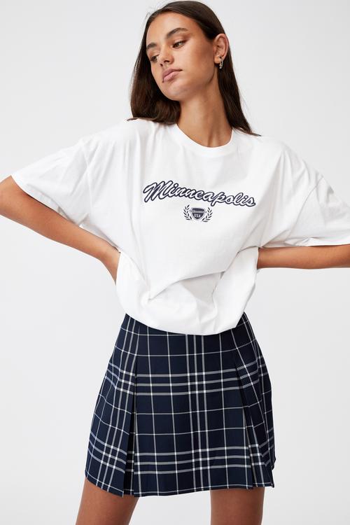 Box pleat skirt - varsity check_navy blazer