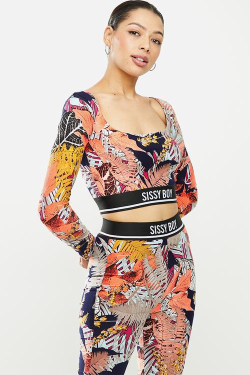 Blue me away long sleeve crop - multi