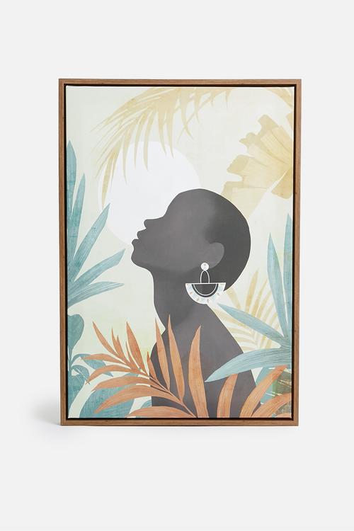 Bliss sunset framed artwork - oak nature