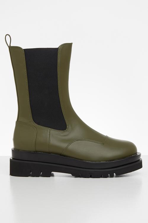 Nora wider fit chelsea boot - olive 