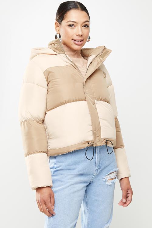 Colourblock puffer - tan