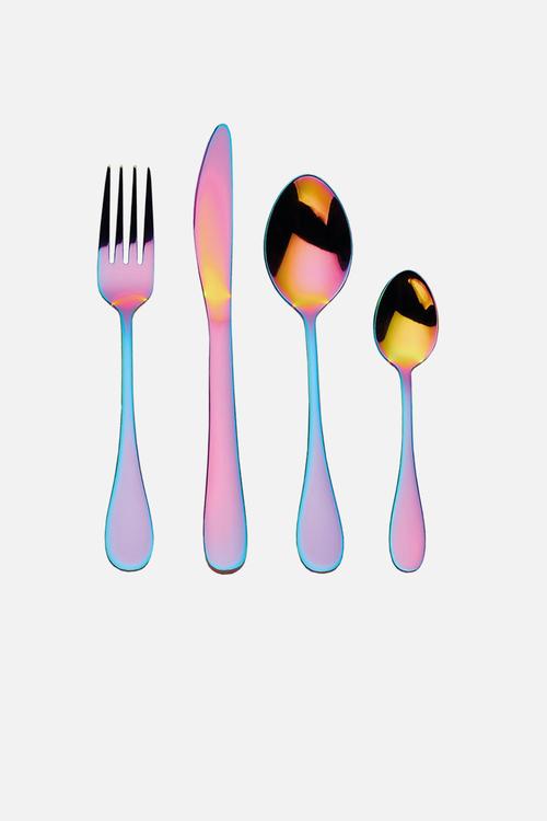 Mikasa 16pc stainless steel cutlery set - iridescent rainbow