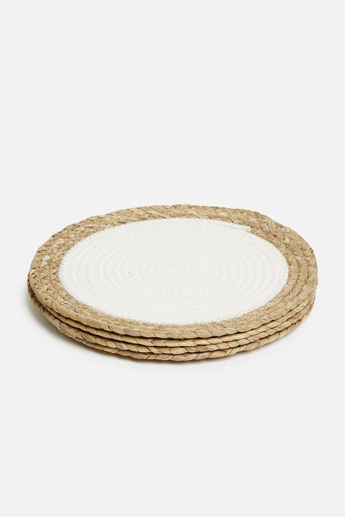 Rope combo placemat set of 4 - white & natural