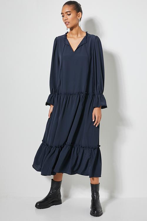 Volume tiered dress - navy