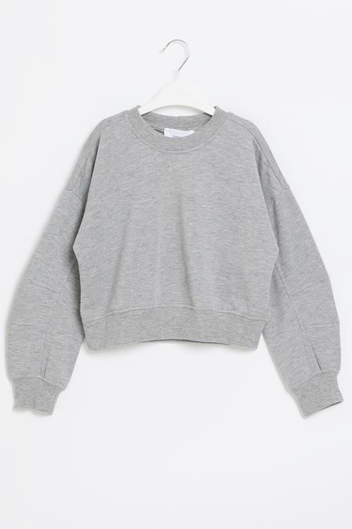 Girls cutline detail sweat top - grey