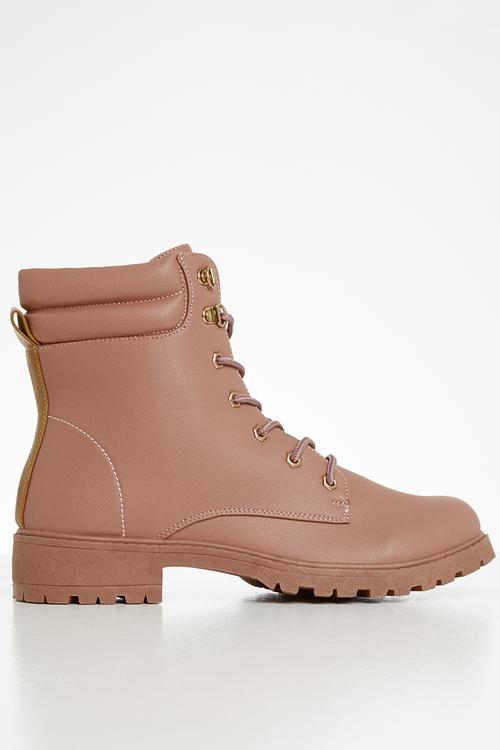 Lace up combat boot - pink