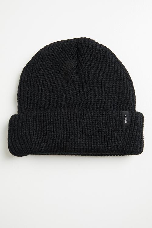 Ribbed knit beanie - black