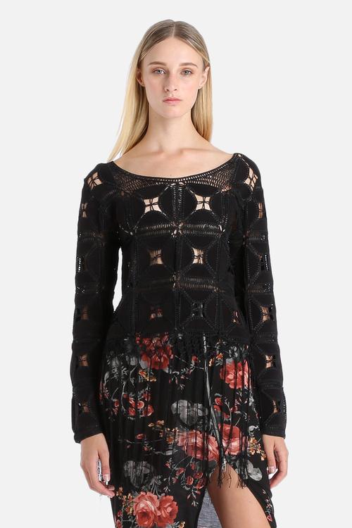 Suedette Cropped Tassel Top