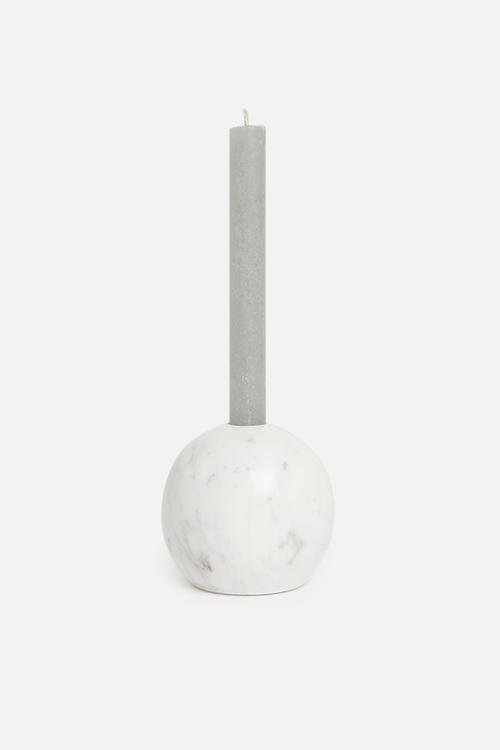 Marble round candle holder - white