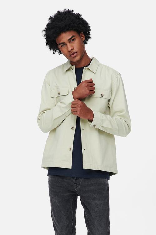 Silvio long sleeve overshirt - pelican