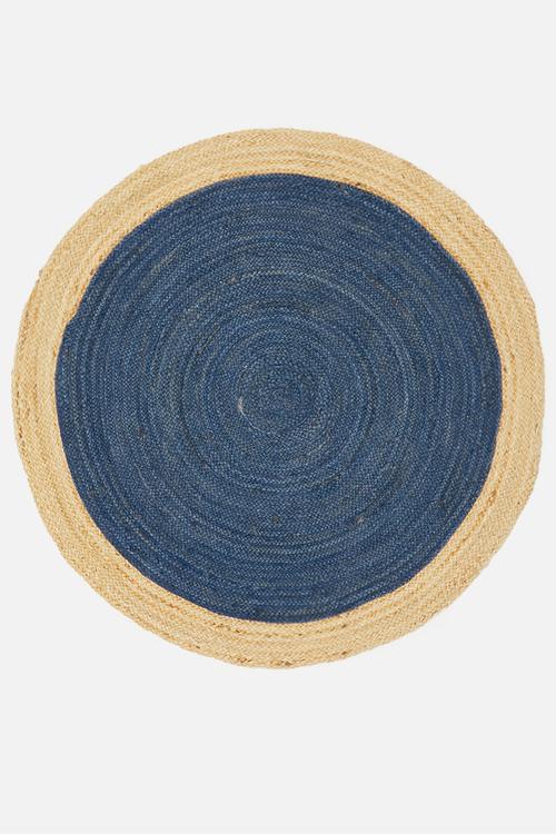 Kaya round jute rug - navy & natural