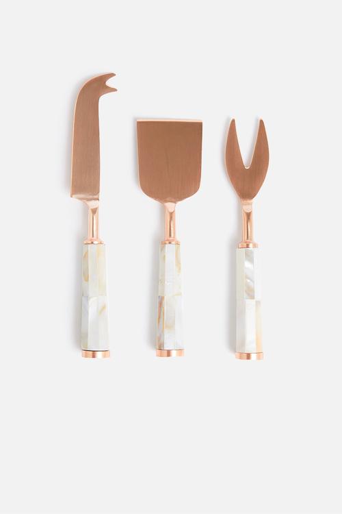 Pearl cheese knife set of 3 - rose gold 