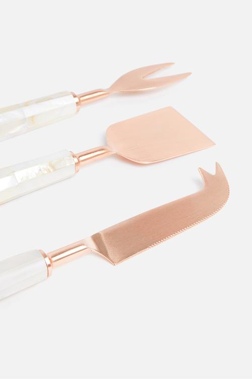 Pearl cheese knife set of 3 - rose gold 