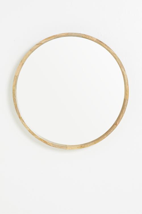 Round wooden frame mirror - 60cm