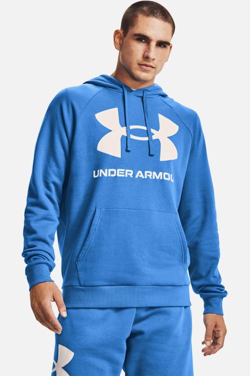 Ua rival fleece big logo hoodie - blue