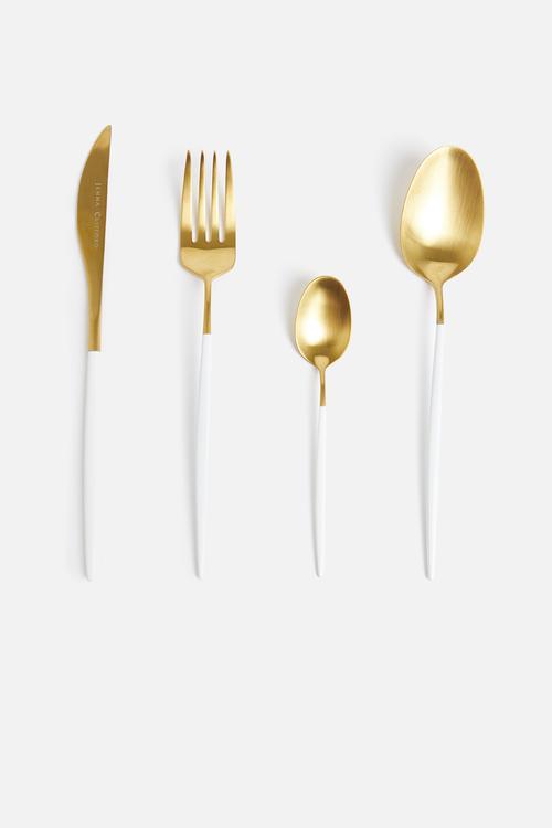 Satin 16 piece cutlery set-gold
