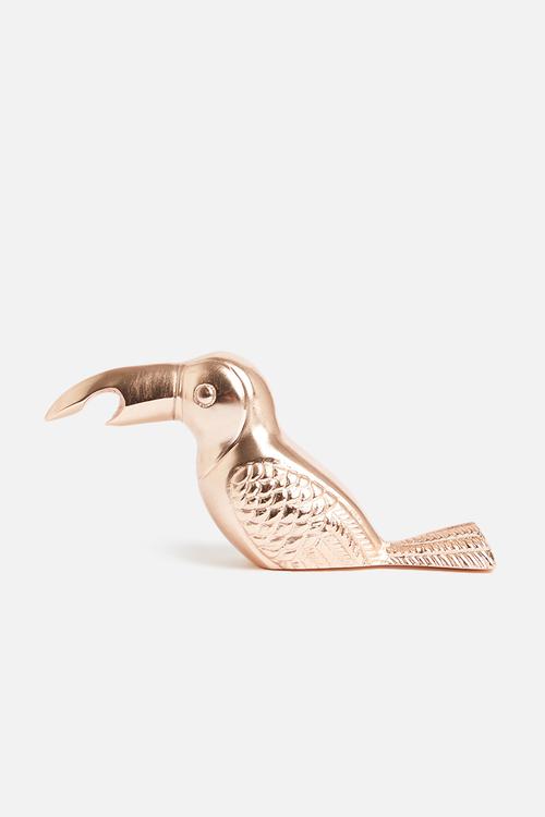 Sitting bird bottle opener - brass