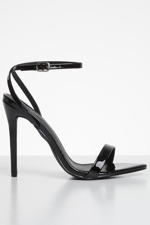 Pointed toe barely there patent - black