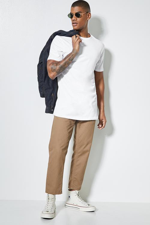 Barney longline curved hem tee - white