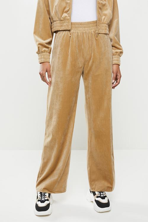 Velour straight leg trouser - mocha