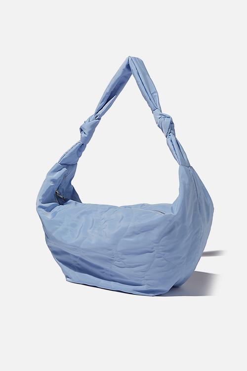 Quilted cross body bag - sunfaded denim