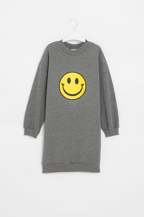 Girls fleece sweater dress - grey
