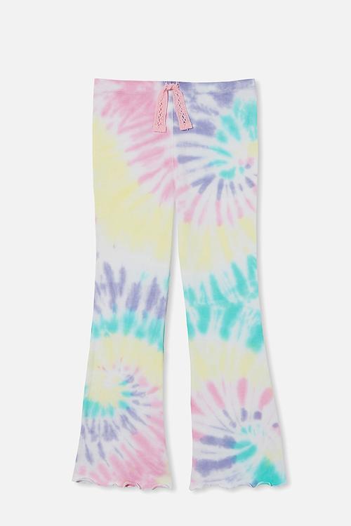 Francine flare pant - pastel spiral rainbow tie dye