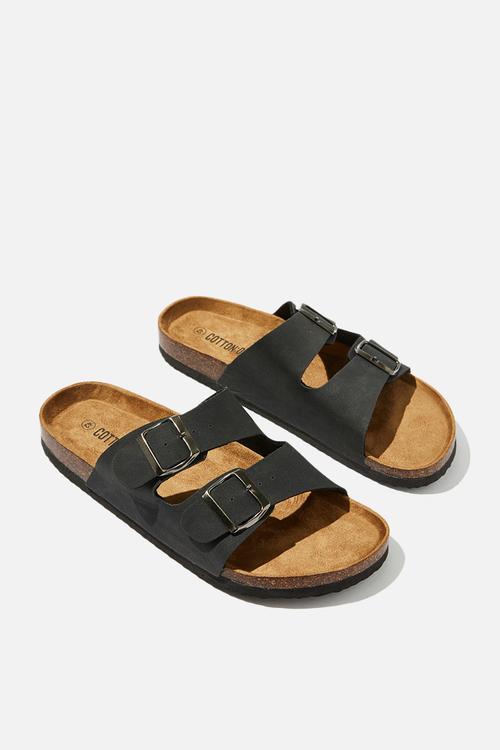 Double buckle sandal - black