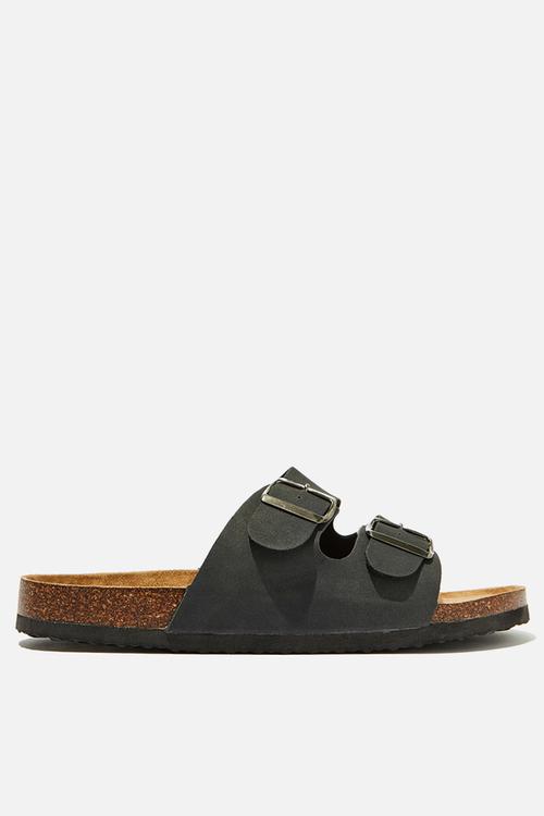 Double buckle sandal - black