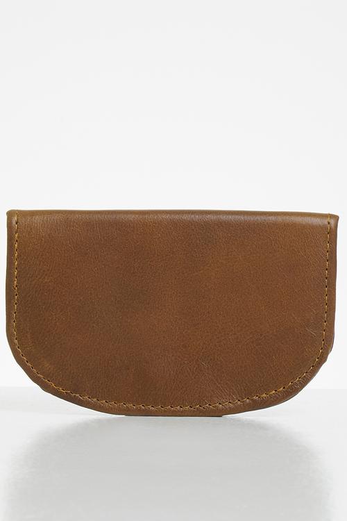 Leather half moon purse - brown