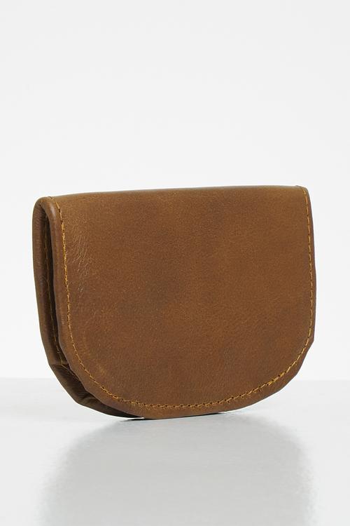 Leather half moon purse - brown