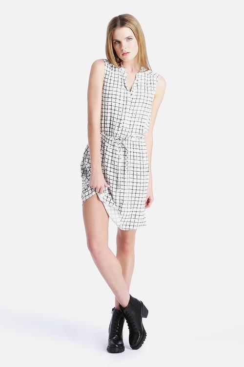 Channing Grid Collar Shirt Dress