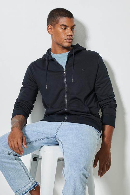 Noel zip through hoodie - navy