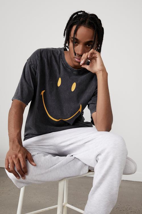 Oversized smiley T-shirt - black
