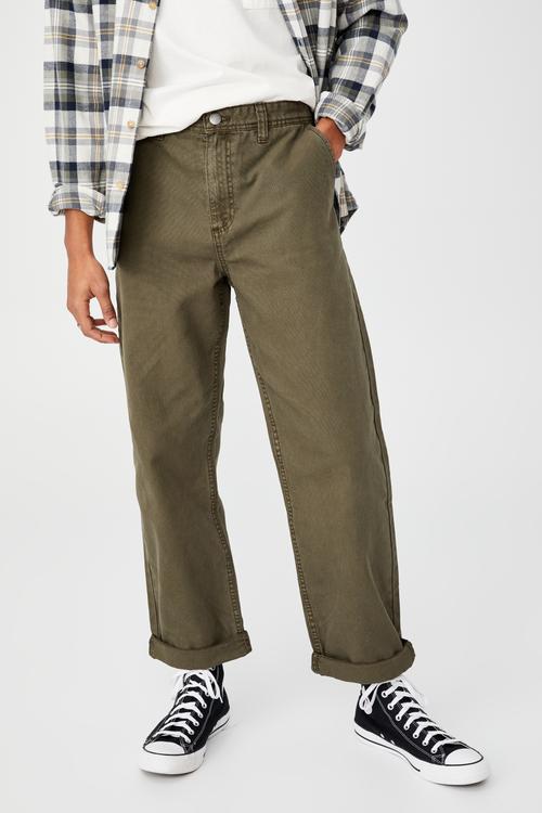 Loose fit pant canvas - khaki