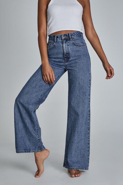 Long wide leg jean - lucky blue