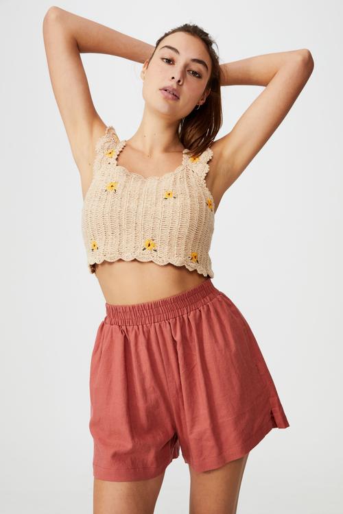 Sunflower crochet tank - stone