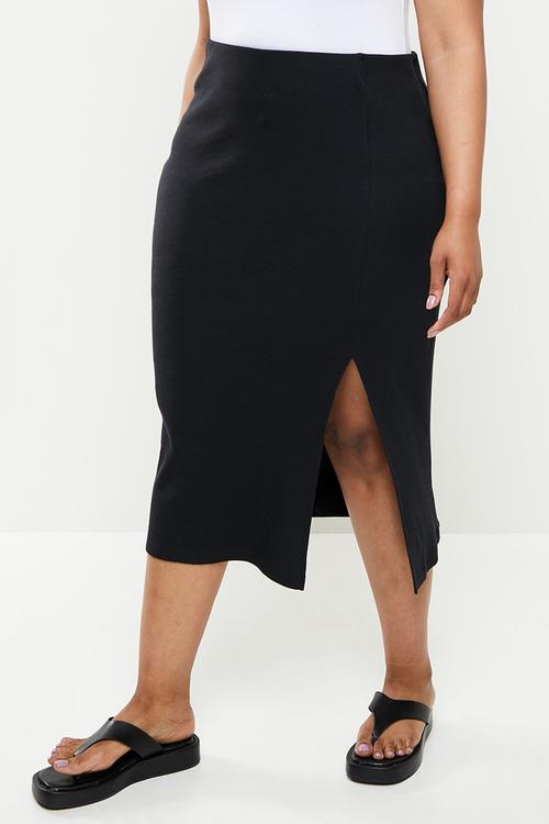 Rib midi skirt - black 