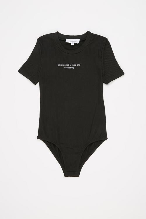 Printed bodysuit - black