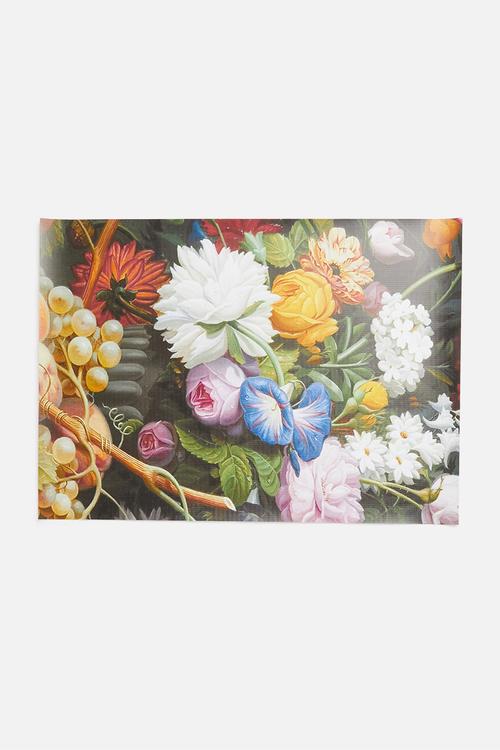Flower bunch black placemat set of 4 - multi