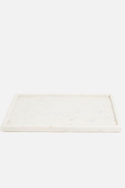 White marble rectangular drinks tray