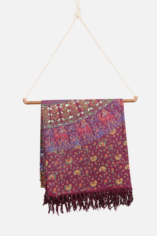 Floral Block Printed Throw