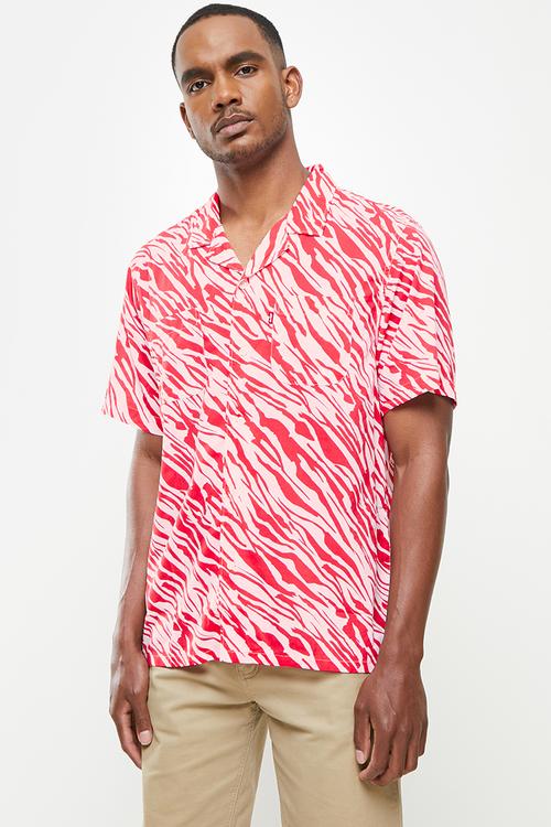 Short sleeve classic camper wavey stripe paradise - red & white 