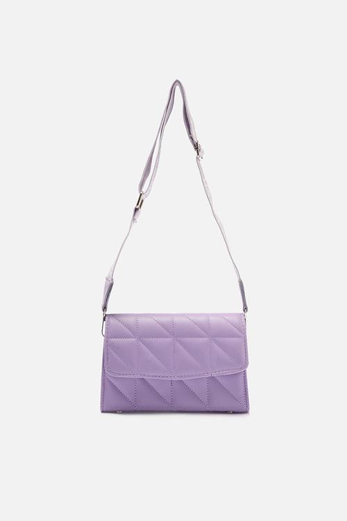 Diamond embossed shoulder bag - lilac