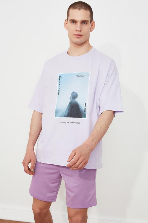 Charlie chest print short sleeve tee - lilac
