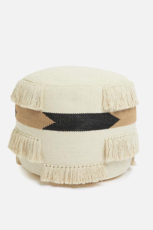 Fringe ottoman - natural