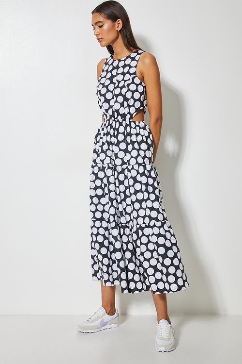 Fit & flare with cutout detail - black & white 