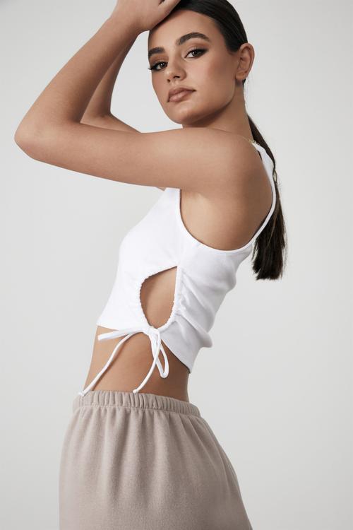 Ruched cut out tank - white