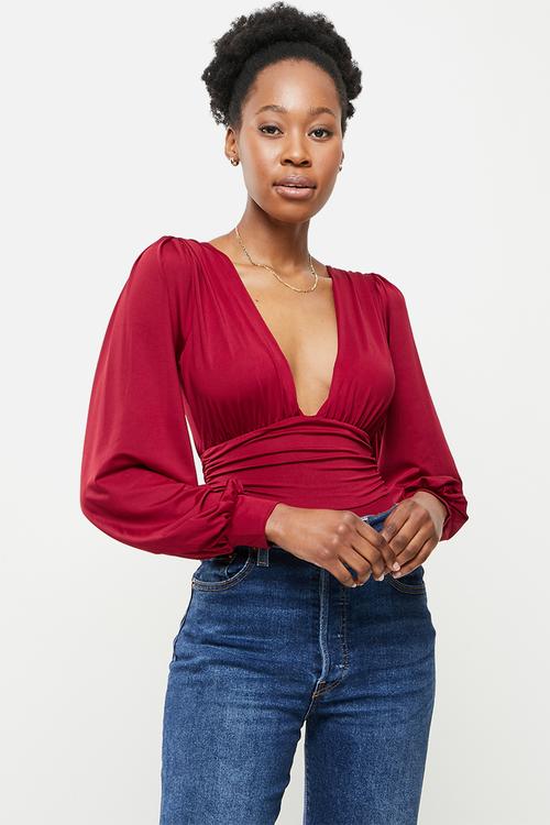 Long sleeve bodysuit - red